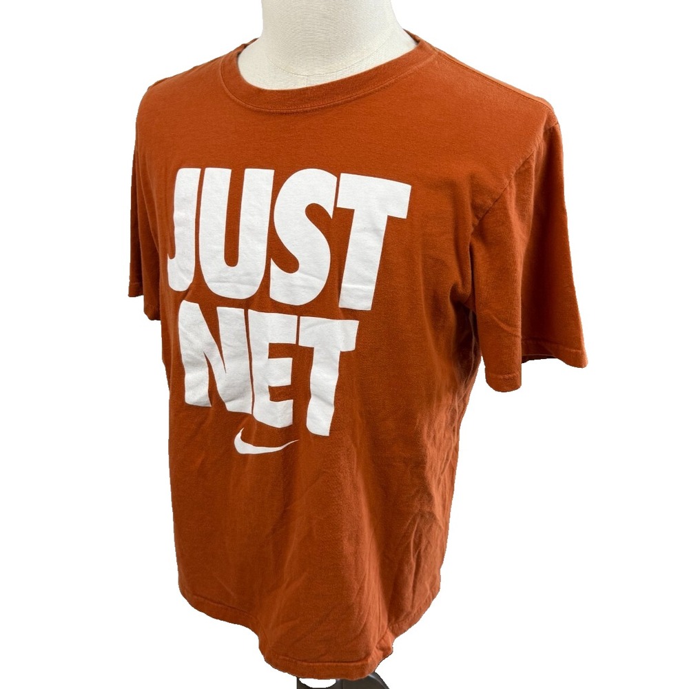 Nike Mens Just Net Graphic VINTAGE Tee Shirt Burnt Orange Large